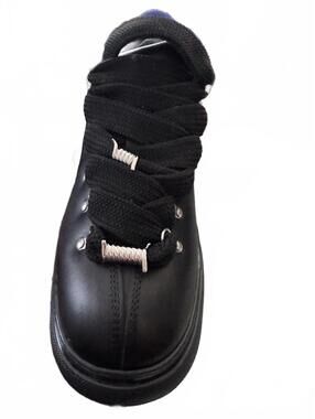 Burberry Black Leather Hiking Boots Size 45 Made in Italy